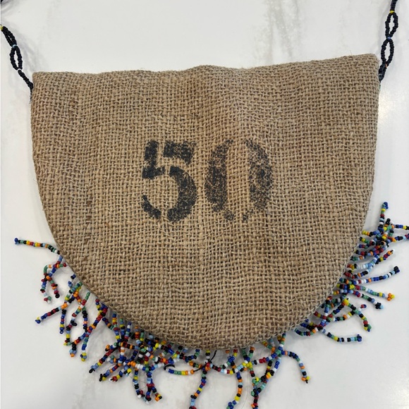 FEED Kenya Natural Jute Tote with Multicolor Beading plus small crossbody bag - Picture 3 of 10